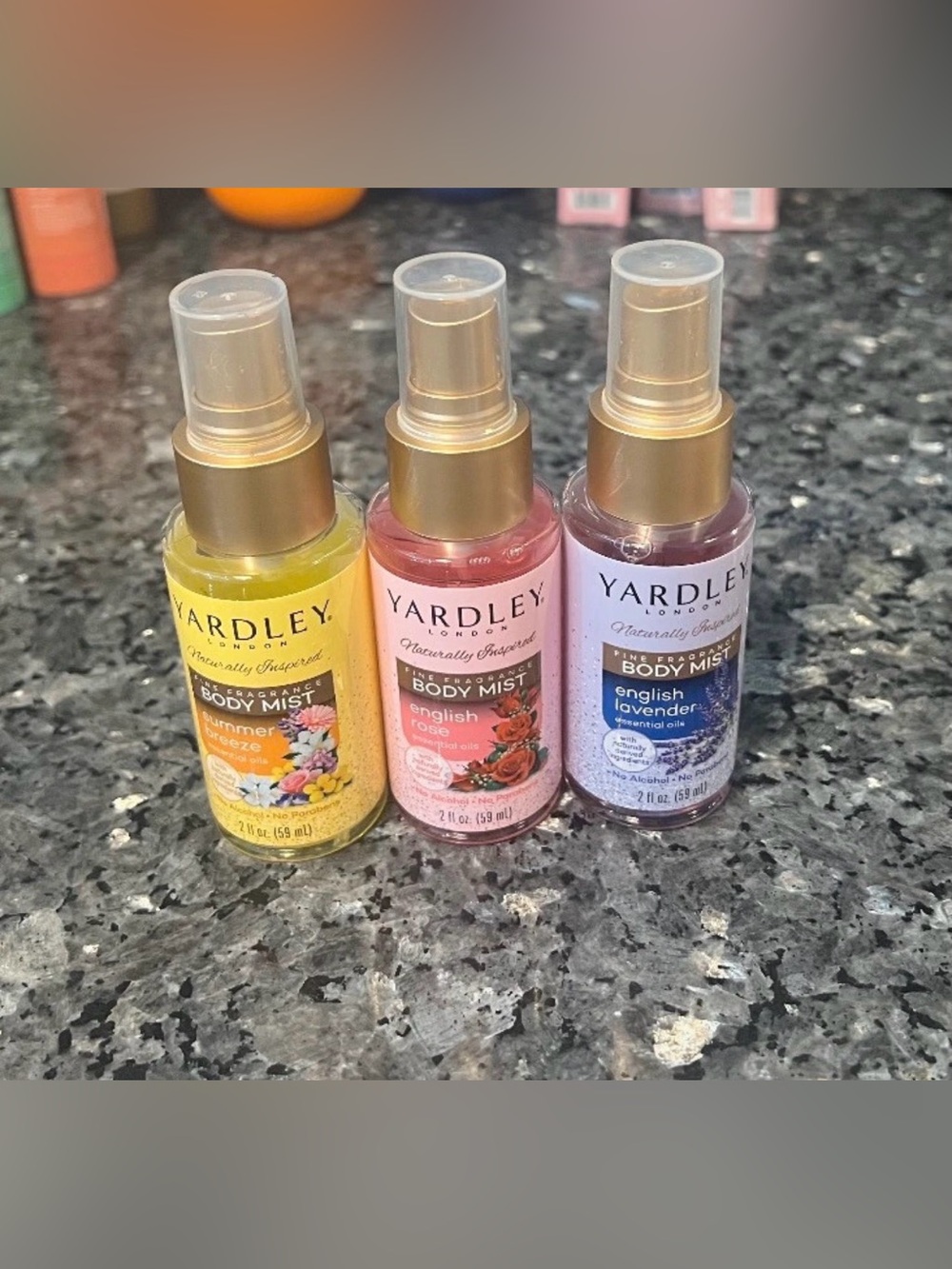 Set of 3 Yardley Fragranced Body Mist New Alcohol Free